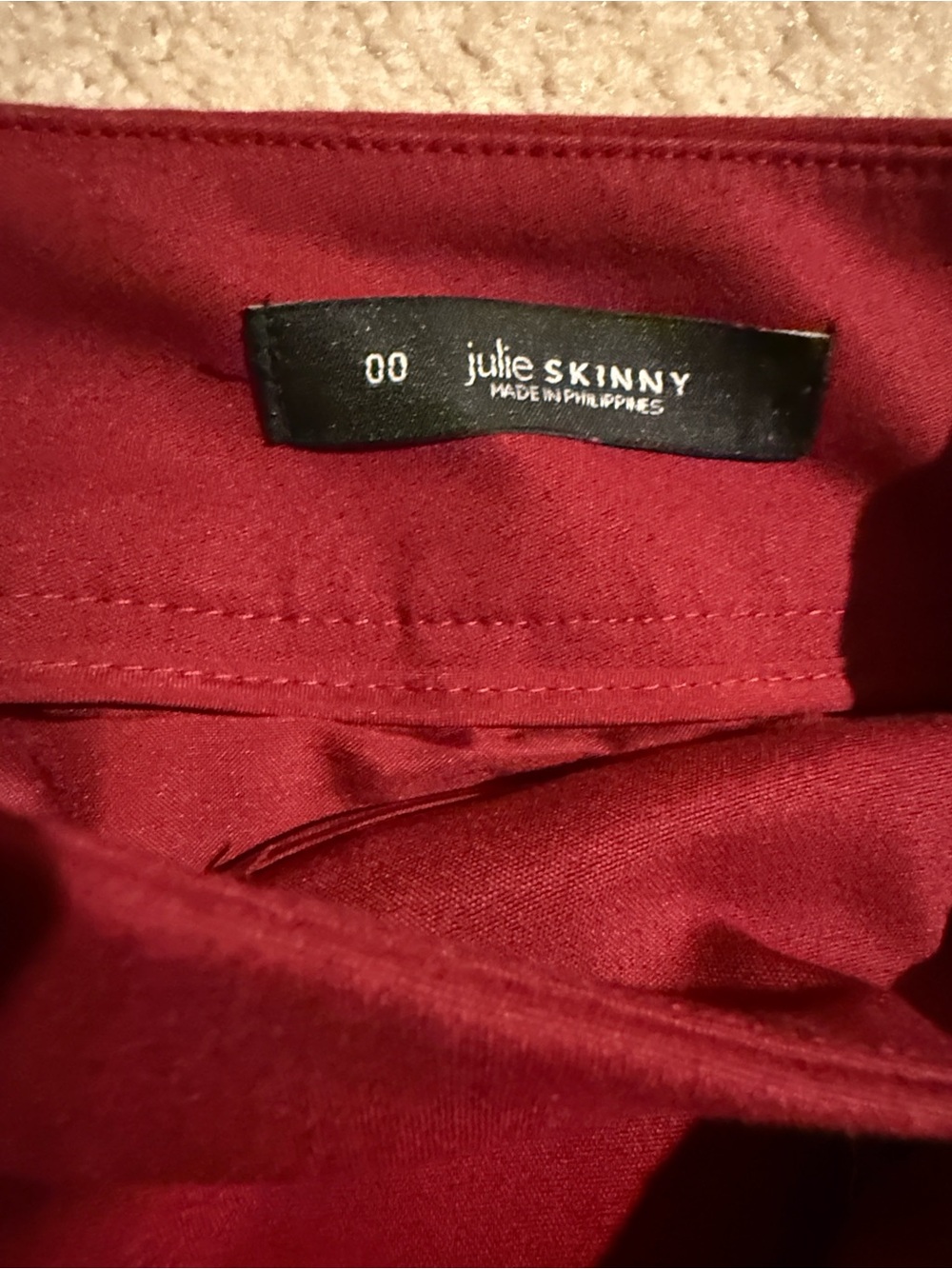 LOFT Julie Skinny Pants in Deep Red with Front Pocket Zippers - Picture 3 of 10